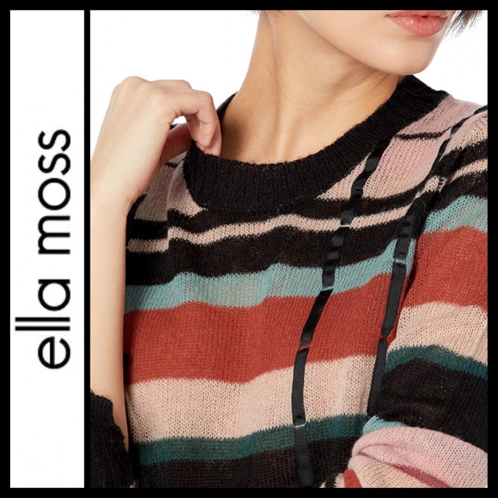NWT Ella Moss Hot Sauce Check Denise Sweater